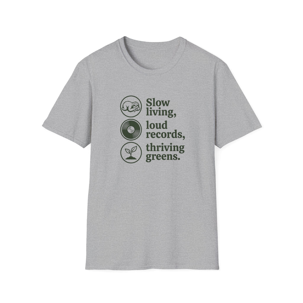 Slow Living, Loud Records, Thriving Greens T-Shirt
