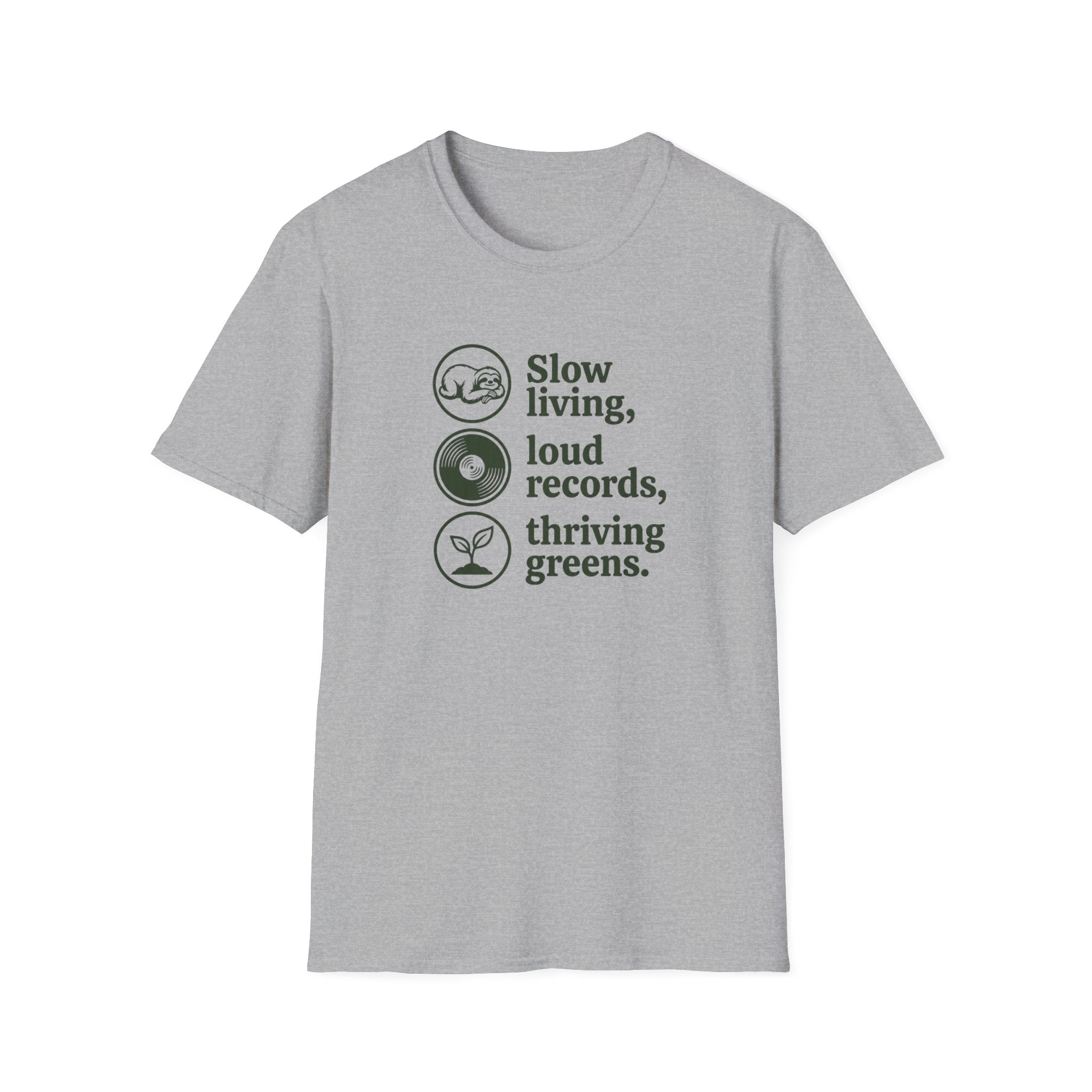 Slow Living, Loud Records, Thriving Greens T-Shirt