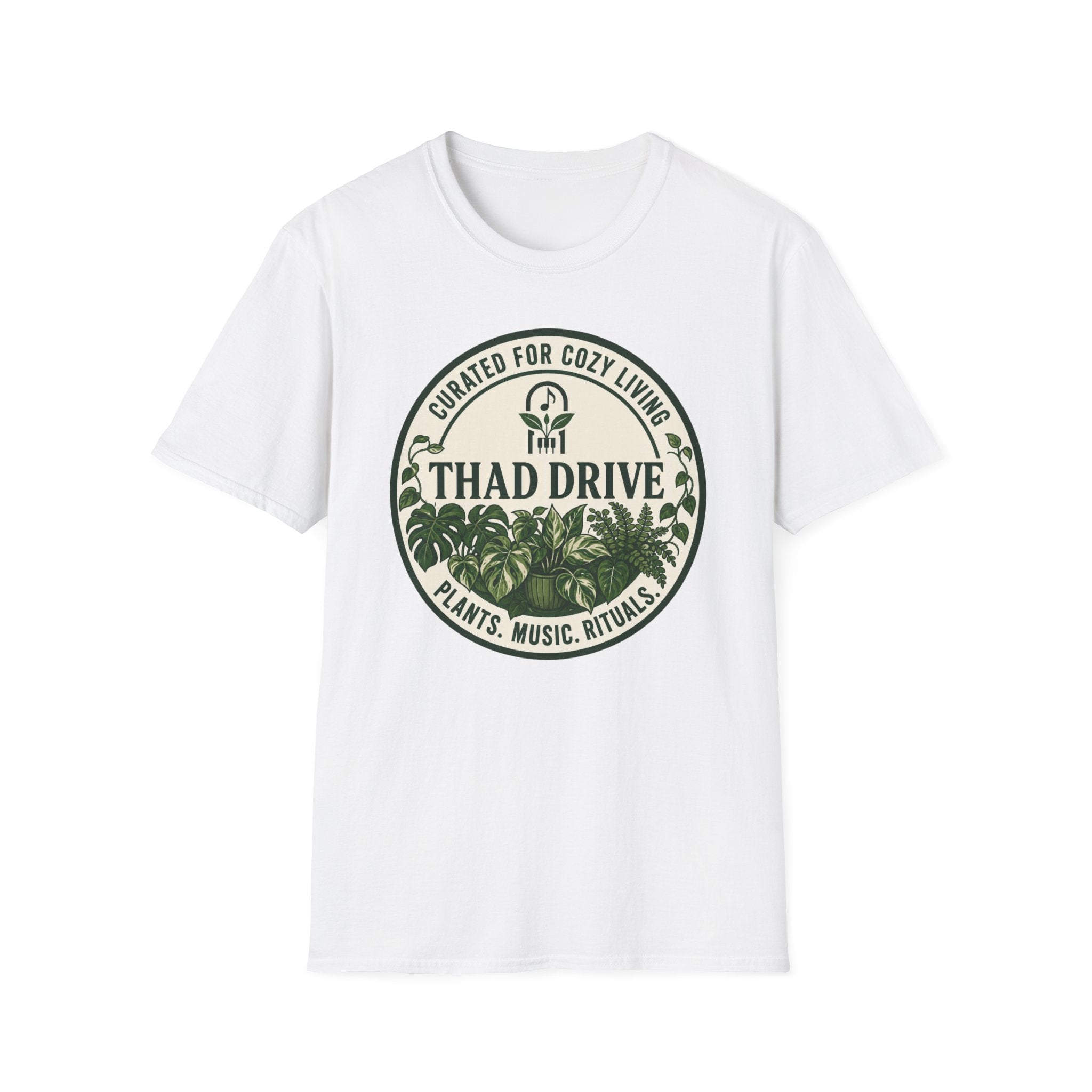 Thad Drive Curated for Cozy Living | Botanical Music Lover T-Shirt