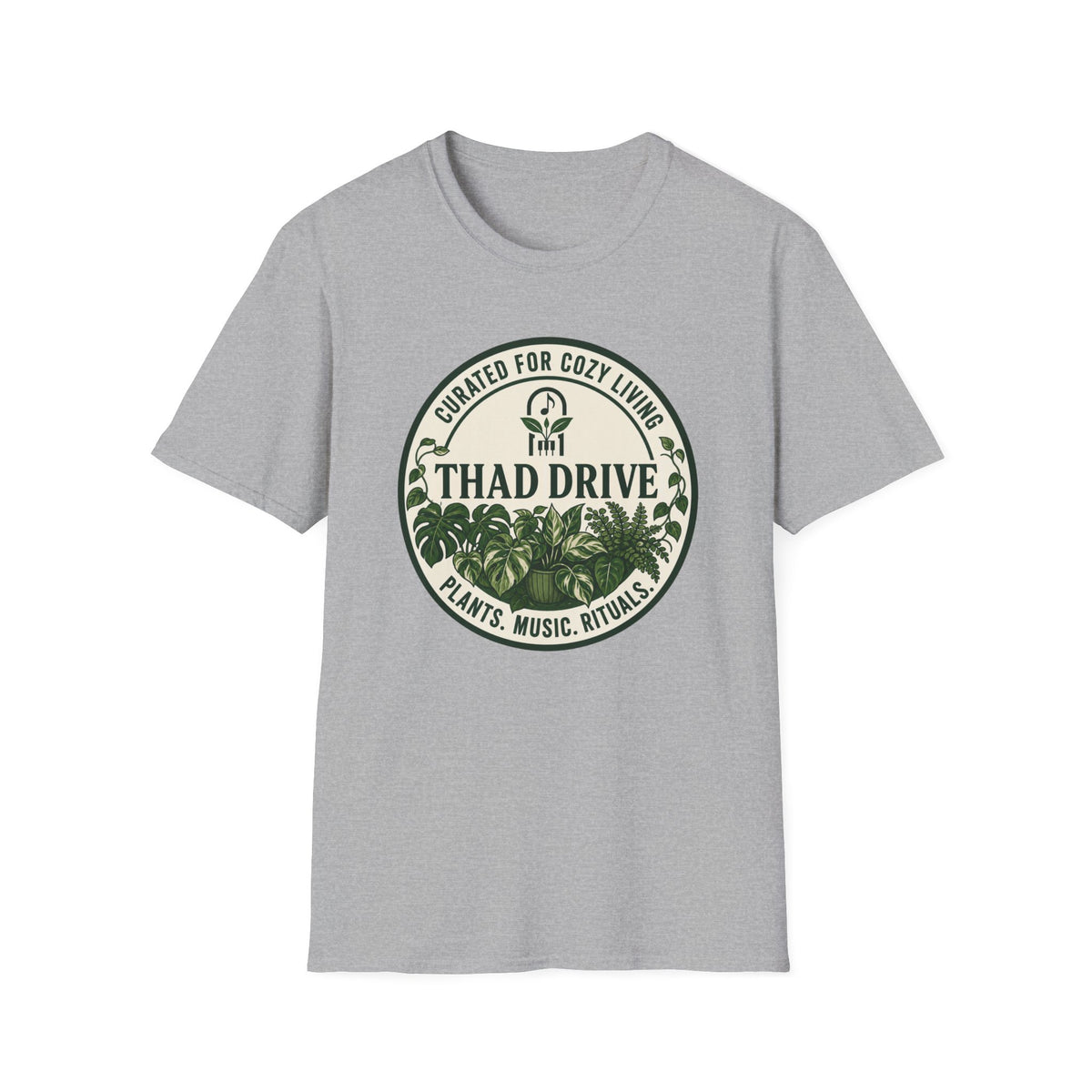 Thad Drive Curated for Cozy Living | Botanical Music Lover T-Shirt