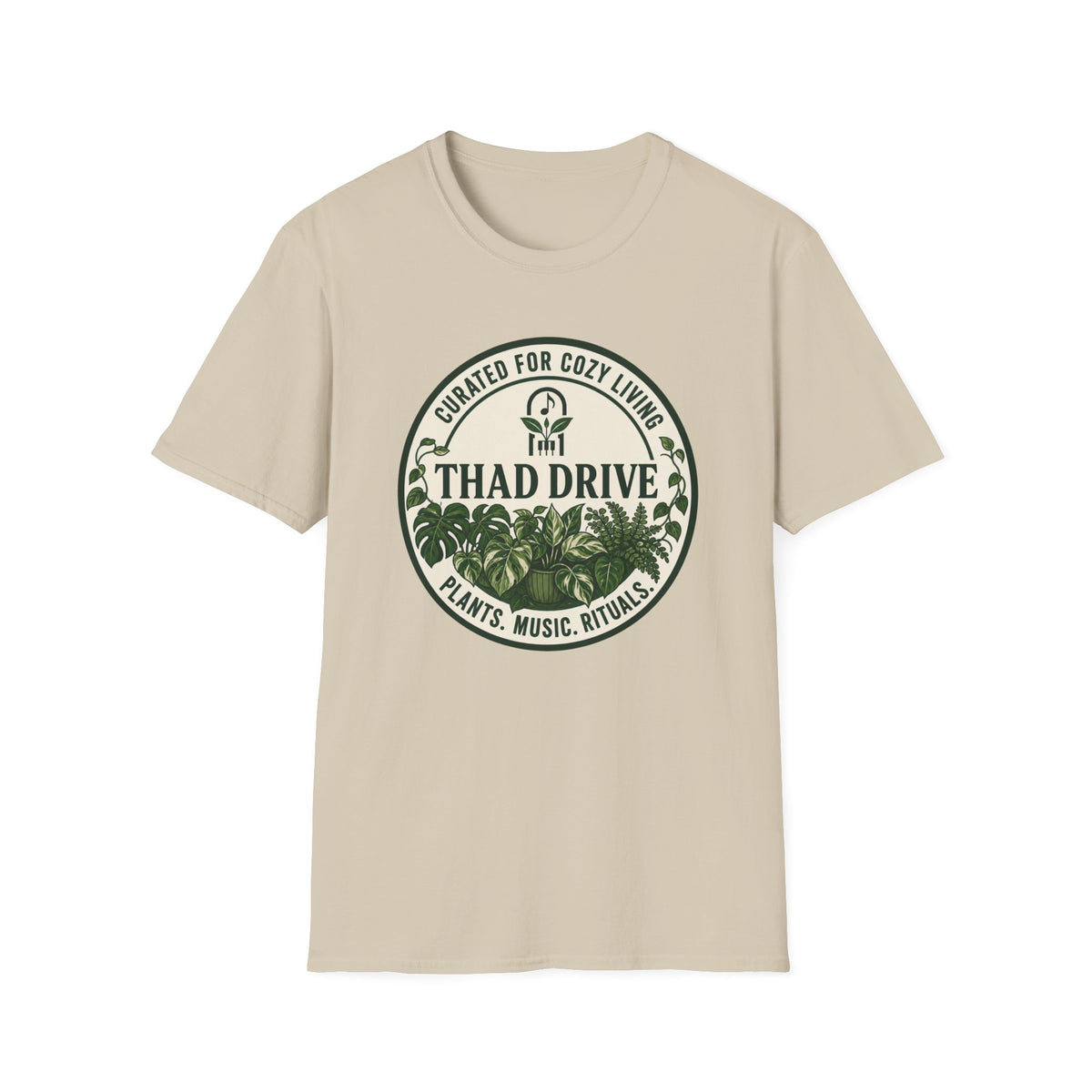 Thad Drive Curated for Cozy Living | Botanical Music Lover T-Shirt