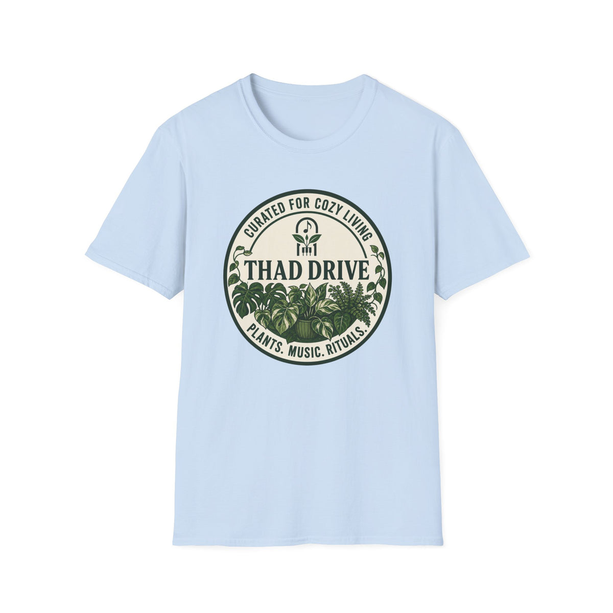 Thad Drive Curated for Cozy Living | Botanical Music Lover T-Shirt