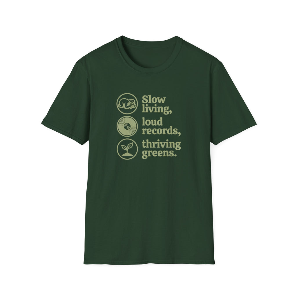 Slow Living, Loud Records, Thriving Greens T-Shirt