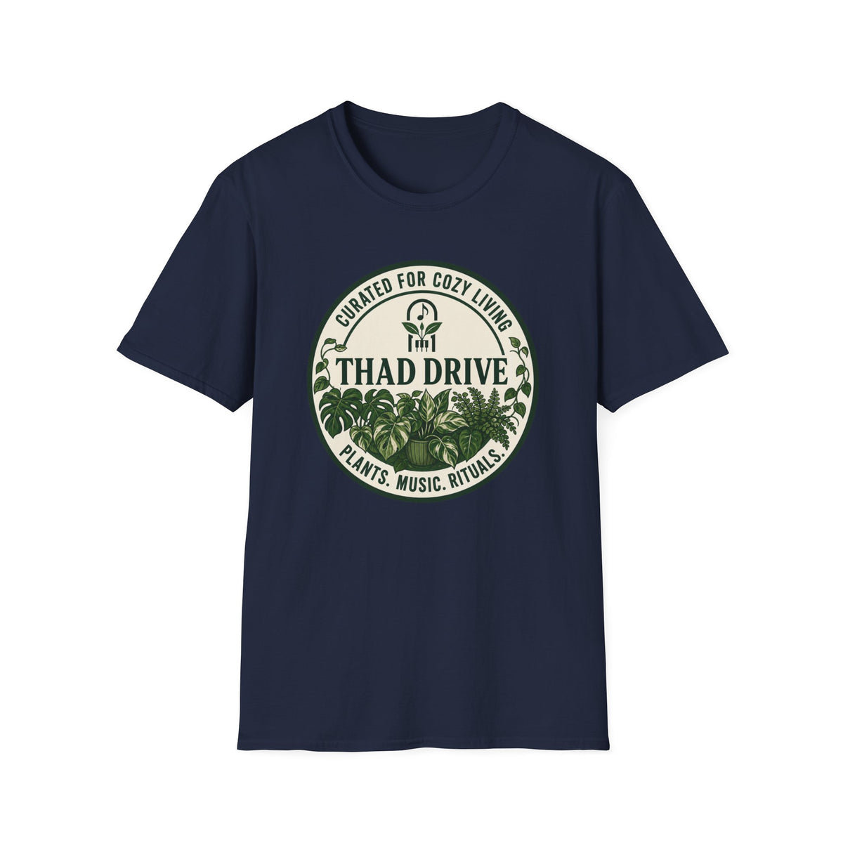Thad Drive Curated for Cozy Living | Botanical Music Lover T-Shirt