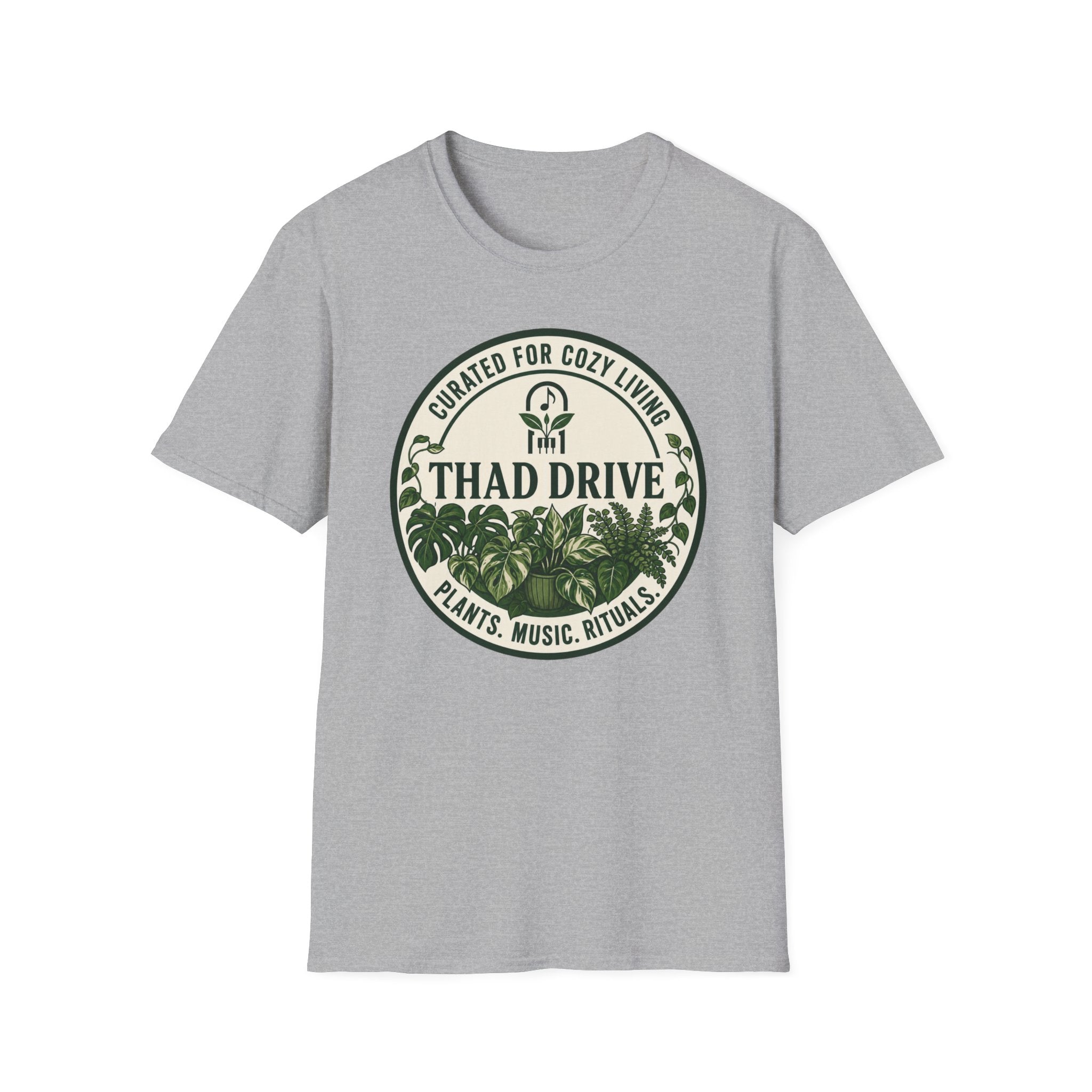 Thad Drive Curated for Cozy Living | Botanical Music Lover T-Shirt