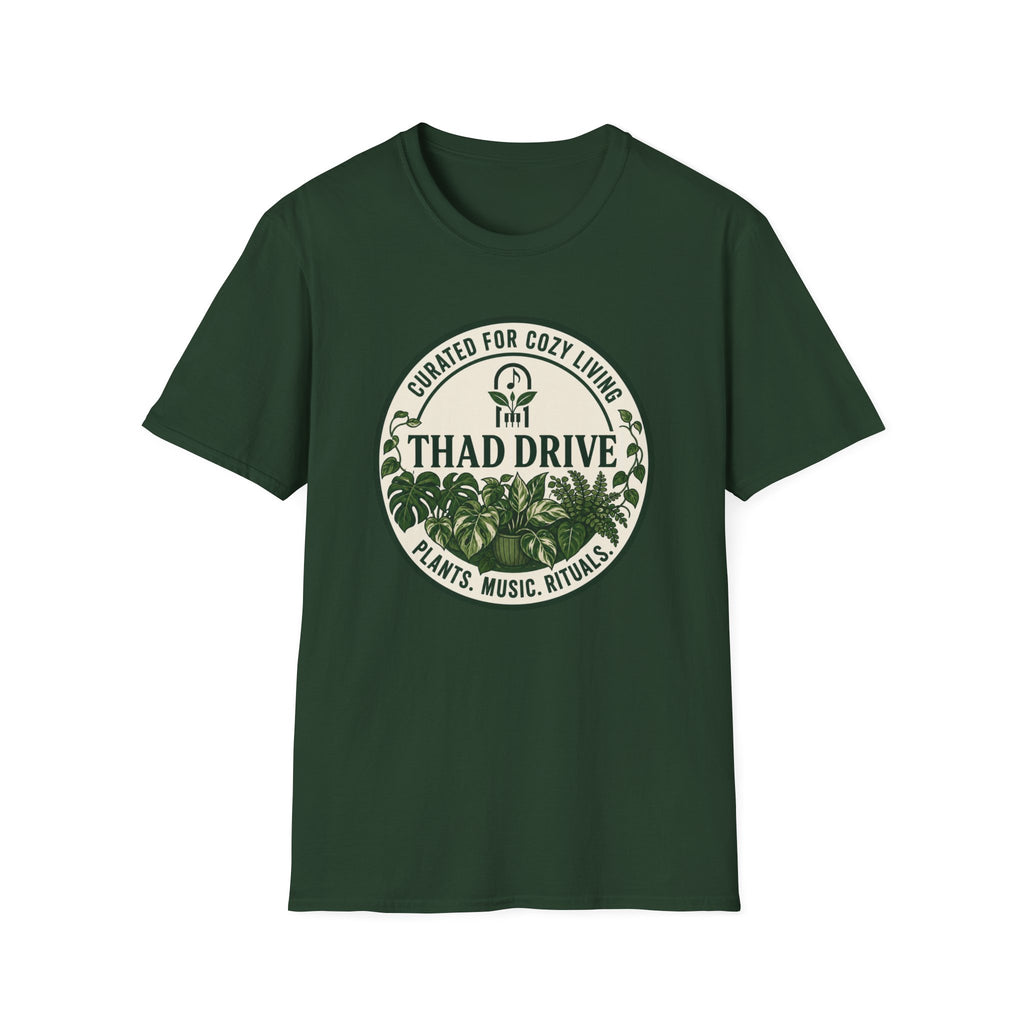 Thad Drive Curated for Cozy Living | Botanical Music Lover T-Shirt