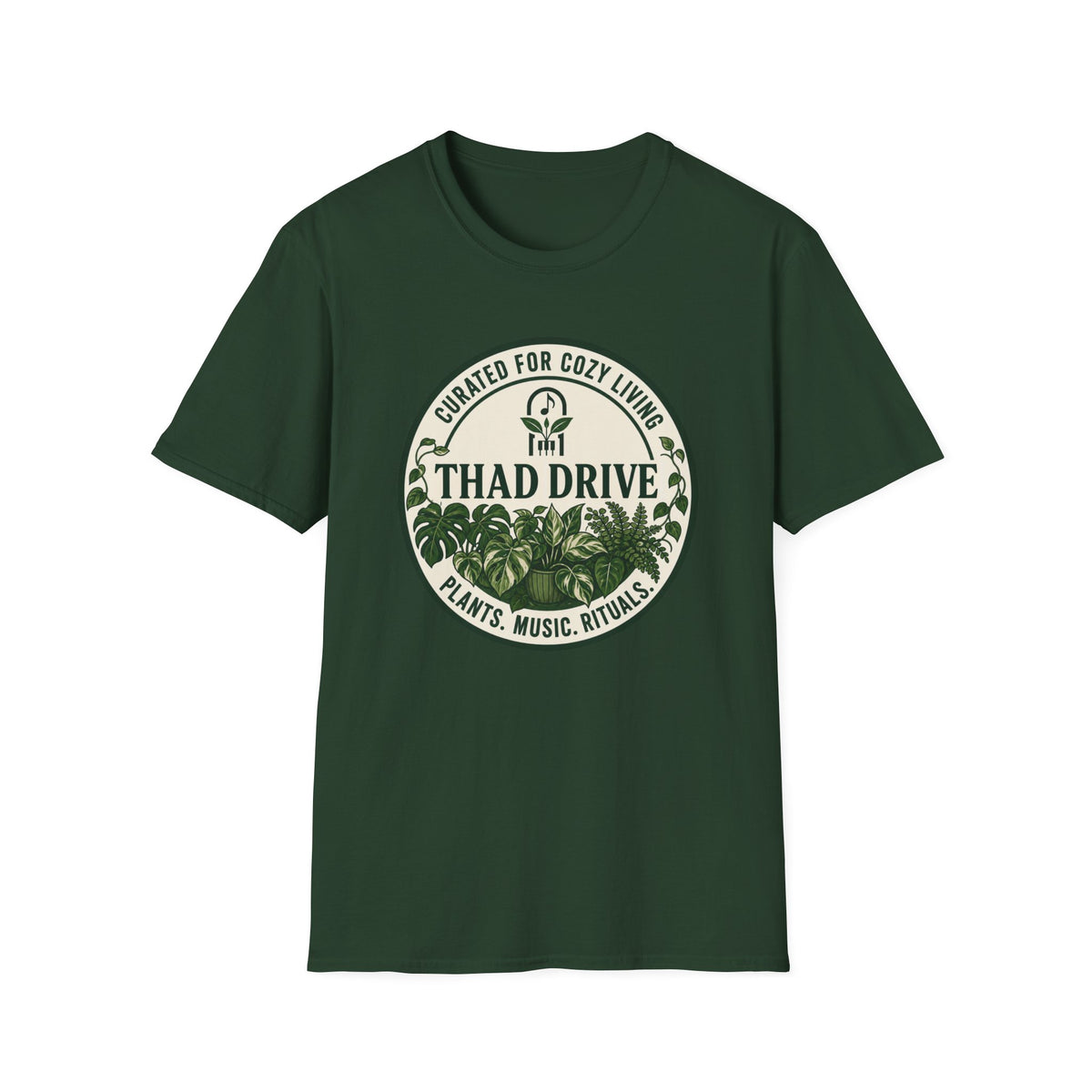 Thad Drive Curated for Cozy Living | Botanical Music Lover T-Shirt