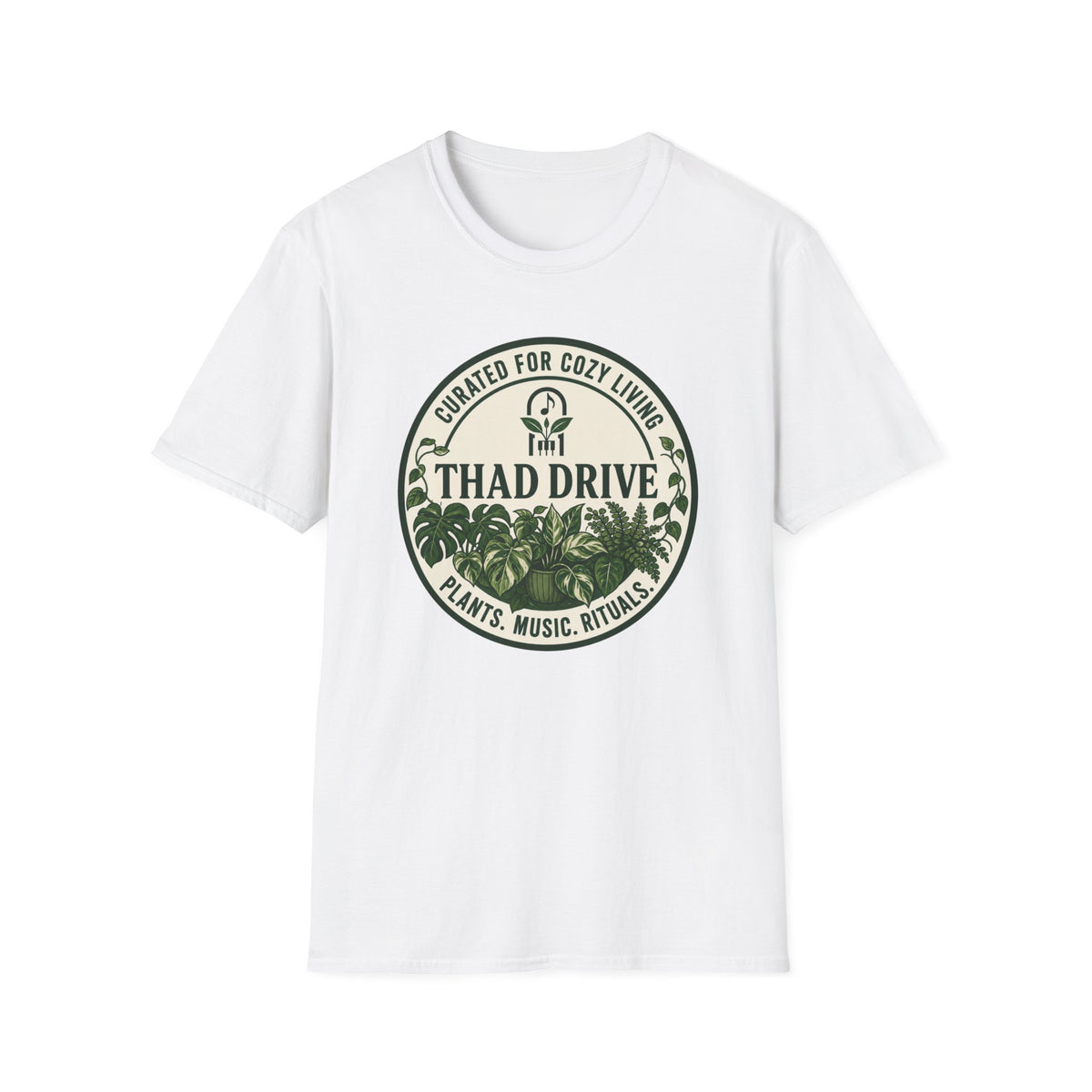 Thad Drive Curated for Cozy Living | Botanical Music Lover T-Shirt
