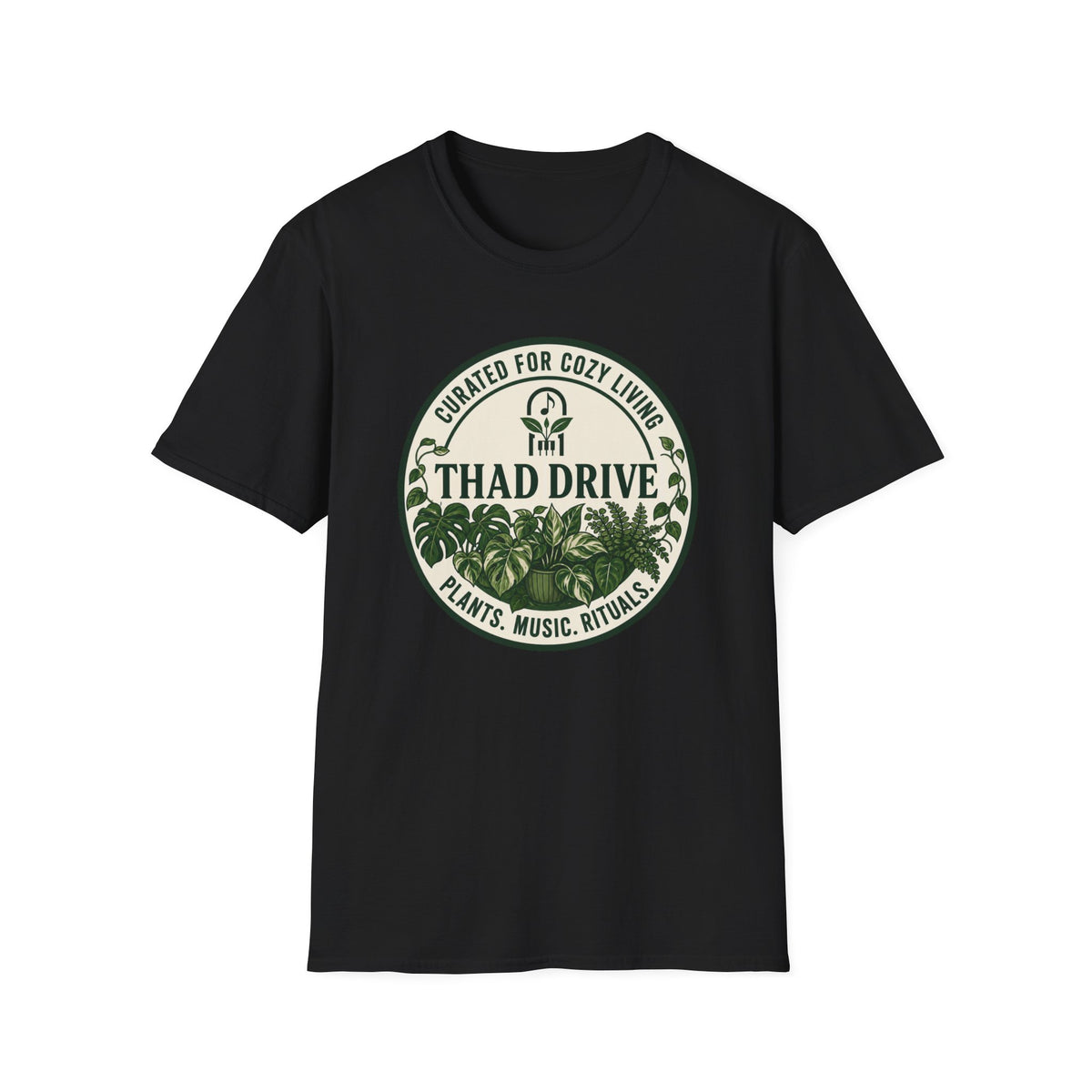 Thad Drive Curated for Cozy Living | Botanical Music Lover T-Shirt