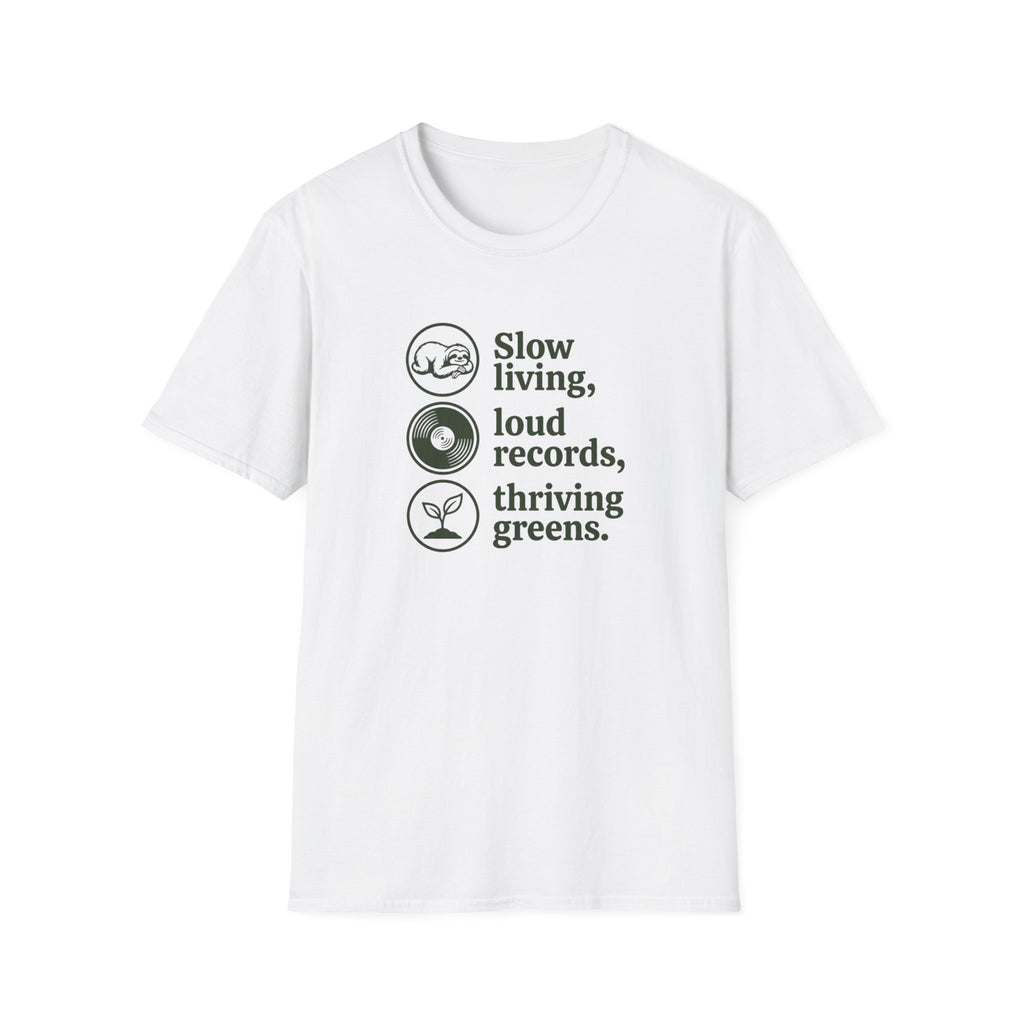 Slow Living, Loud Records, Thriving Greens T-Shirt