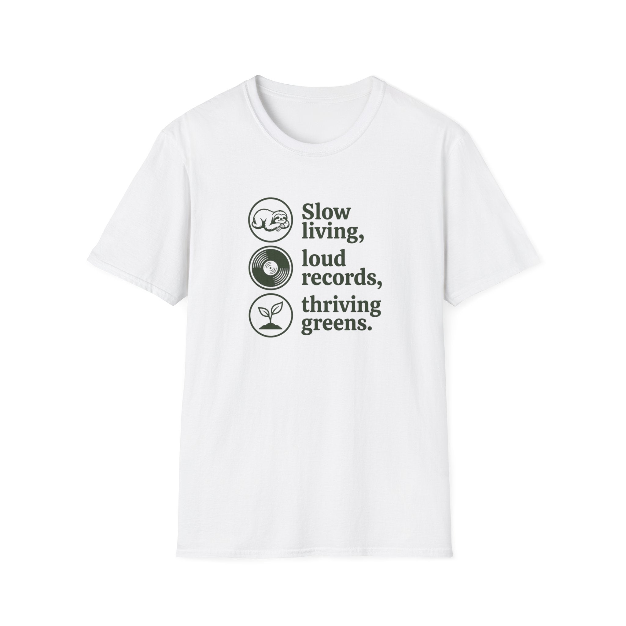 Slow Living, Loud Records, Thriving Greens T-Shirt
